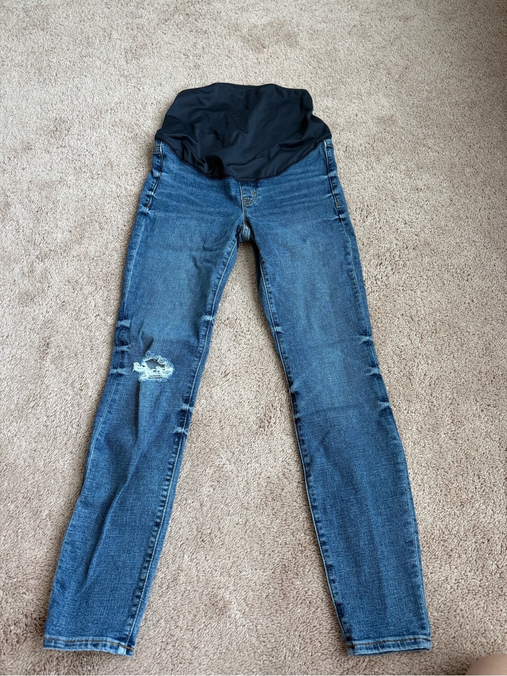 Maternity Skinny Jeans with Navy Comfort Panel - Blue Denim